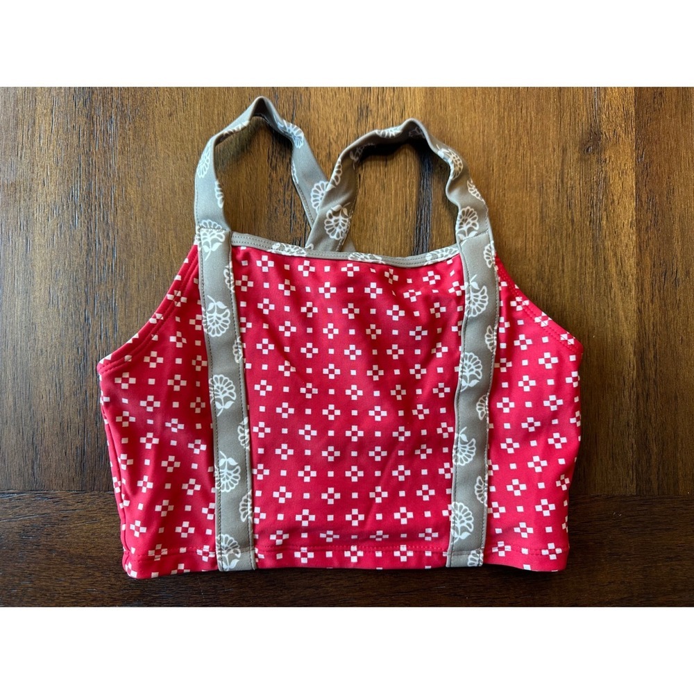 Hanna Andersson Girls Red Geometric Print Bikini Swim Top Size 120 Racerback